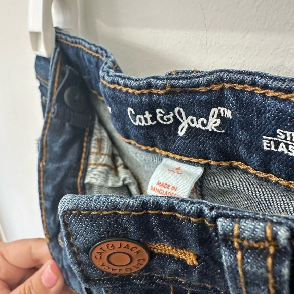 Cat & Jack Boys Blue Bootcut Stretch Denim Jeans with Waistband Adjuster Elastic - Picture 4 of 6